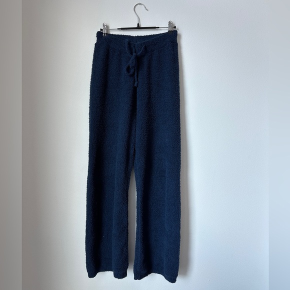 Navy Blue Fleece Long Sleeve Shirt and Pants Lounge Set - Picture 3 of 6